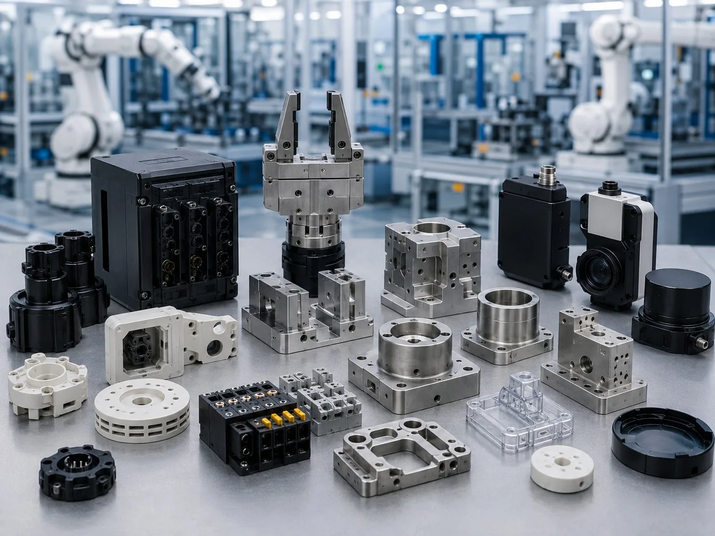 Industrial automation components including sensor housings controllers and precision parts
